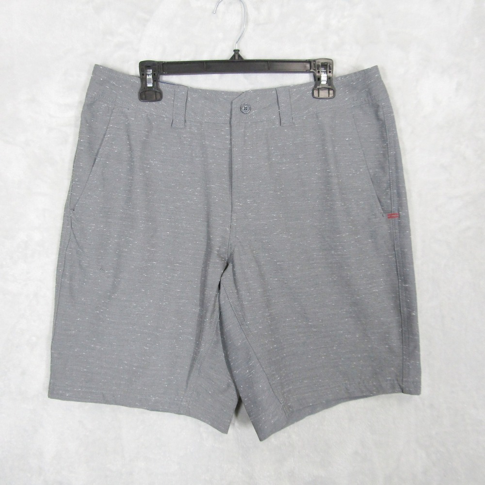Toad&Co Mens Gray Heathered Flat Front Performance Shorts Size 36 Outdoor Travel